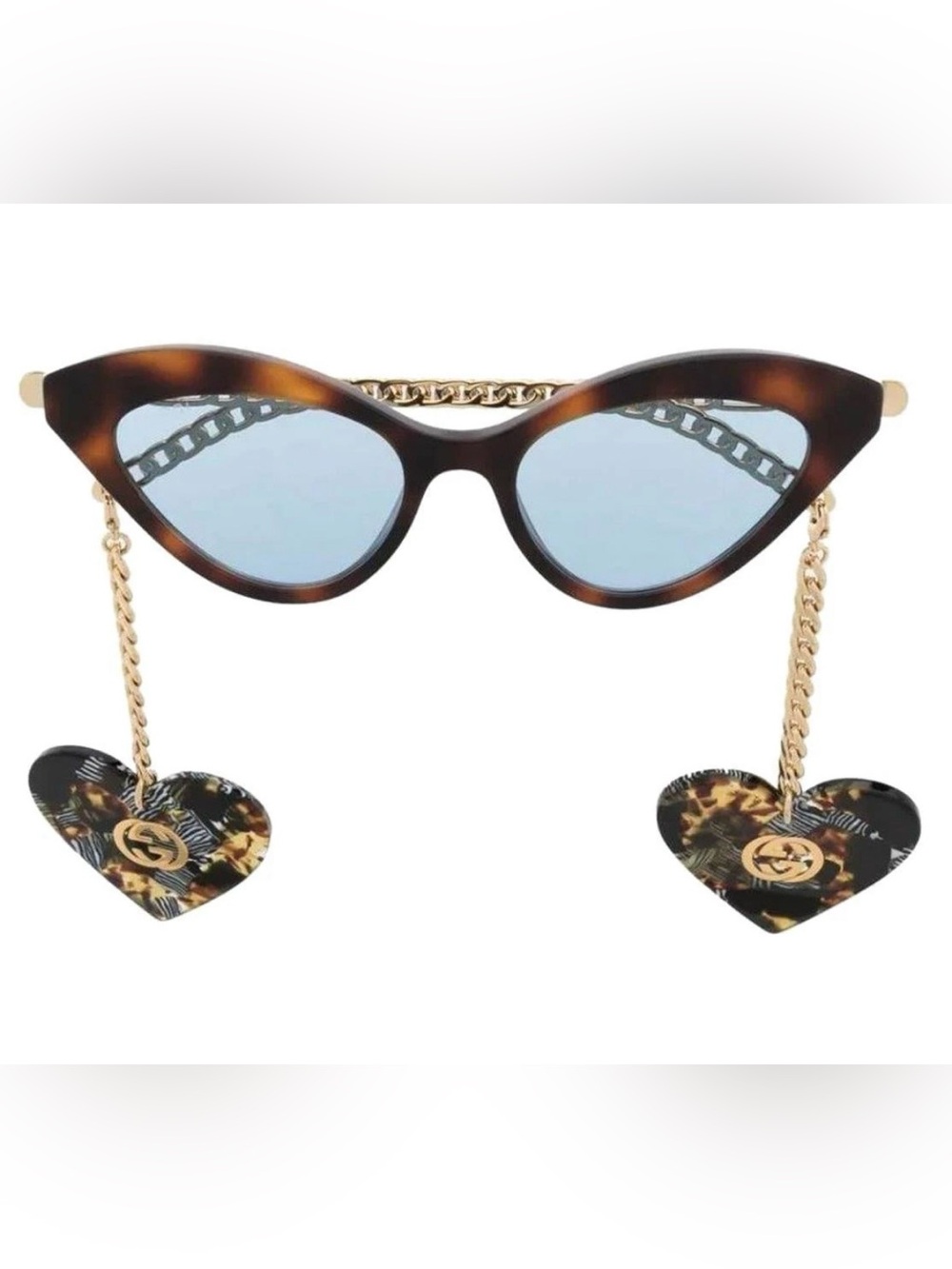 NEW GUCCI HAVANA CAT EYE SUNGLASSES WITH CHARMS MODEL GG0978S/003